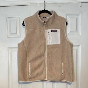 Vineyard Vines Cream Fleece Vest with Cream Trim